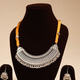Yellow - german silver thread braided necklace set 04