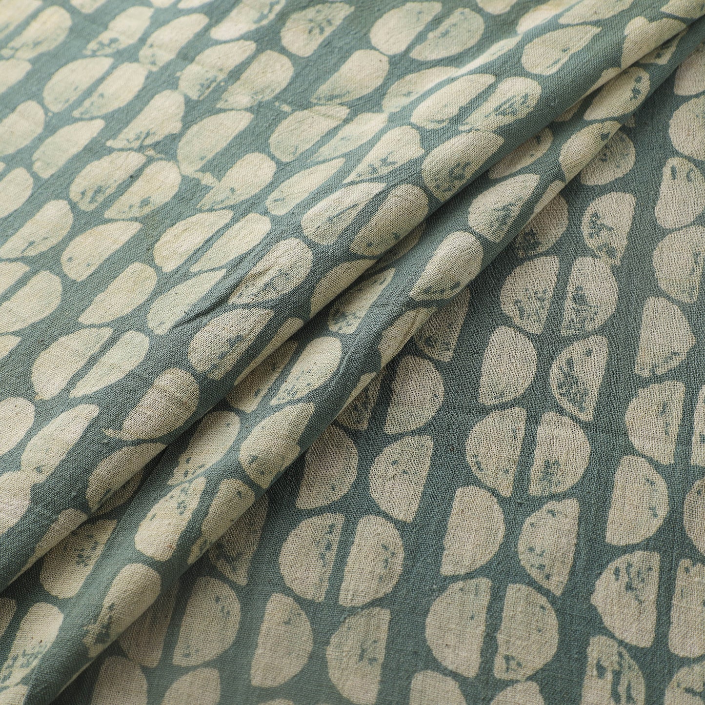 Green - Authentic Kutch Hand Block Batik Print Pure Handwoven Natural Dyed Kala Cotton Fabric 52