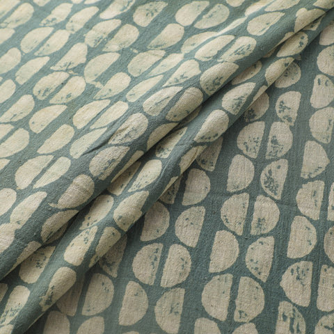 Green - Authentic Kutch Hand Block Batik Print Pure Handwoven Natural Dyed Kala Cotton Fabric 52