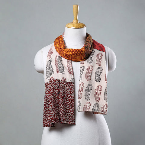  Multicolor Bagh Block Printed Patchwork Cotton Stole