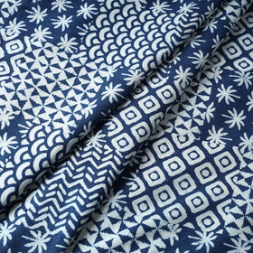Blue - Indigo Dabu Hand Block Printed Cotton Fabric