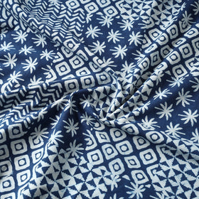 Blue - Indigo Dabu Hand Block Printed Cotton Fabric