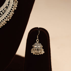 Green - german silver thread braided necklace set 03