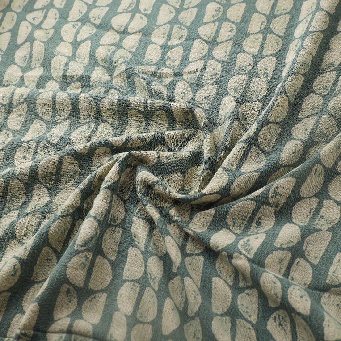 Green - Authentic Kutch Hand Block Batik Print Pure Handwoven Natural Dyed Kala Cotton Fabric 52