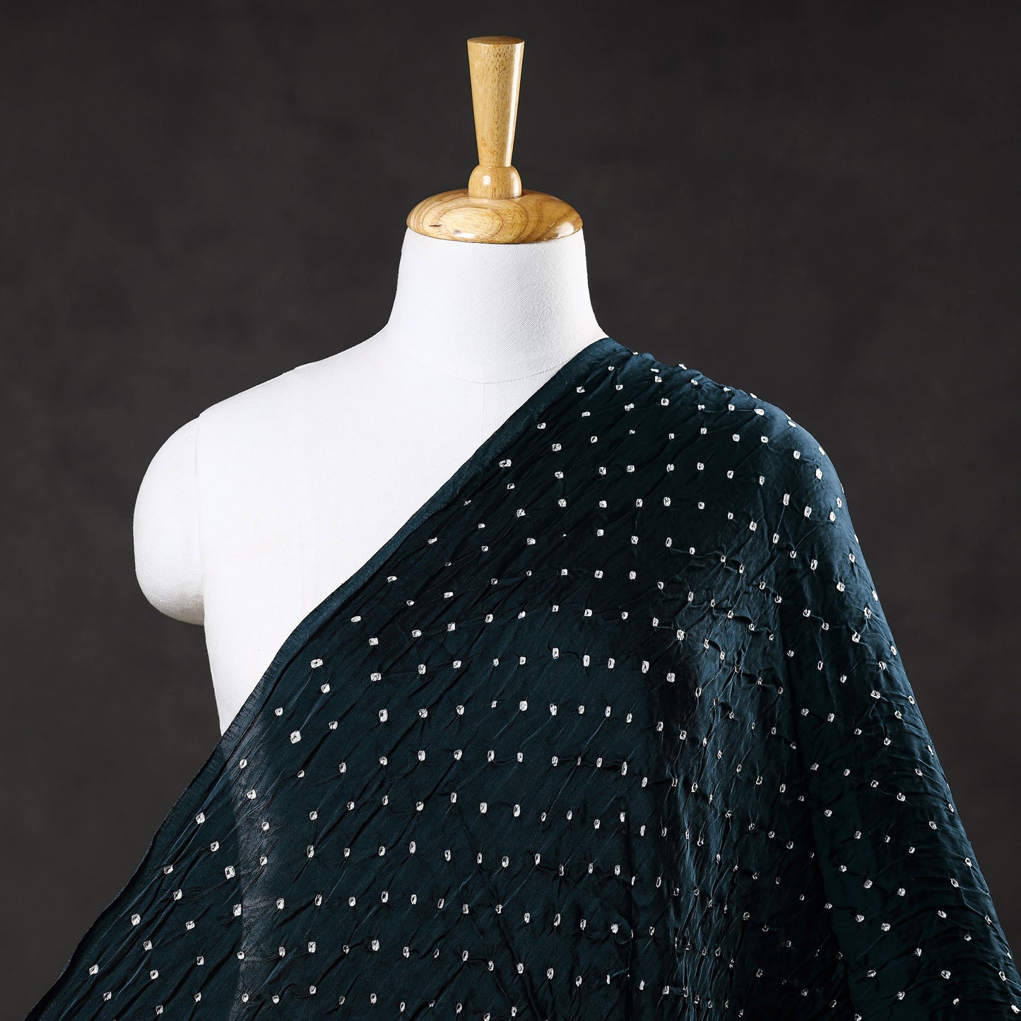 Prussian Blue Kutch Bandhani Tie-Dye Modal Silk Fabric