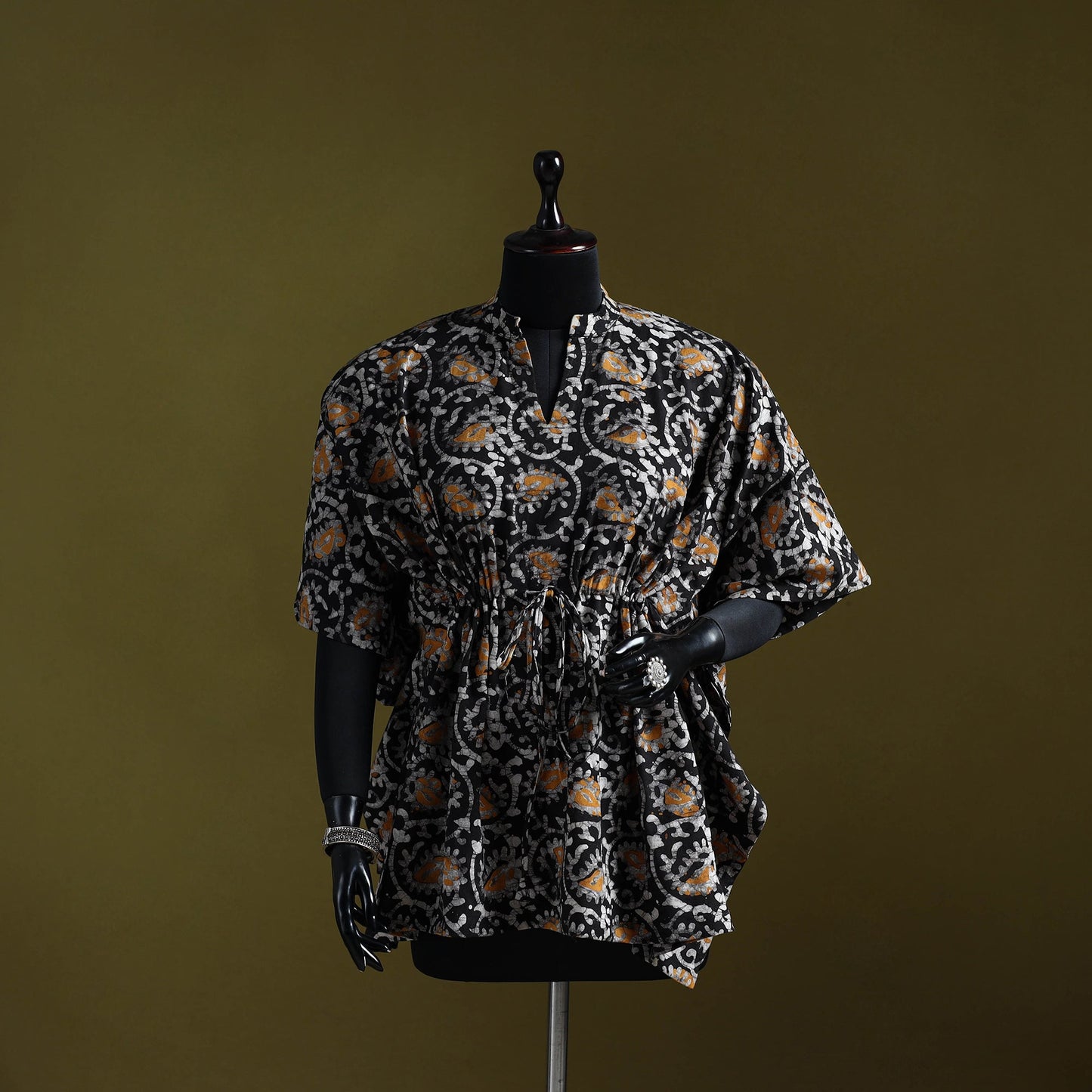 Hand batik cotton short kaftan 13 - handcrafted