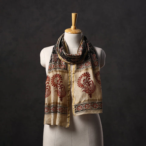 Natural dyed handloom chanderi silk pedana kalamkari stole