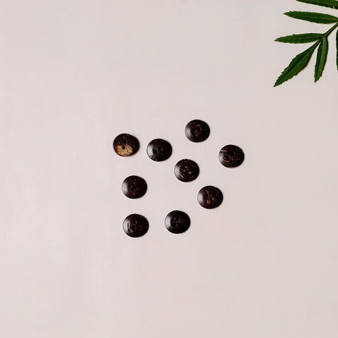 1.4cm hand carved coconut shell clothing button (set of 10)