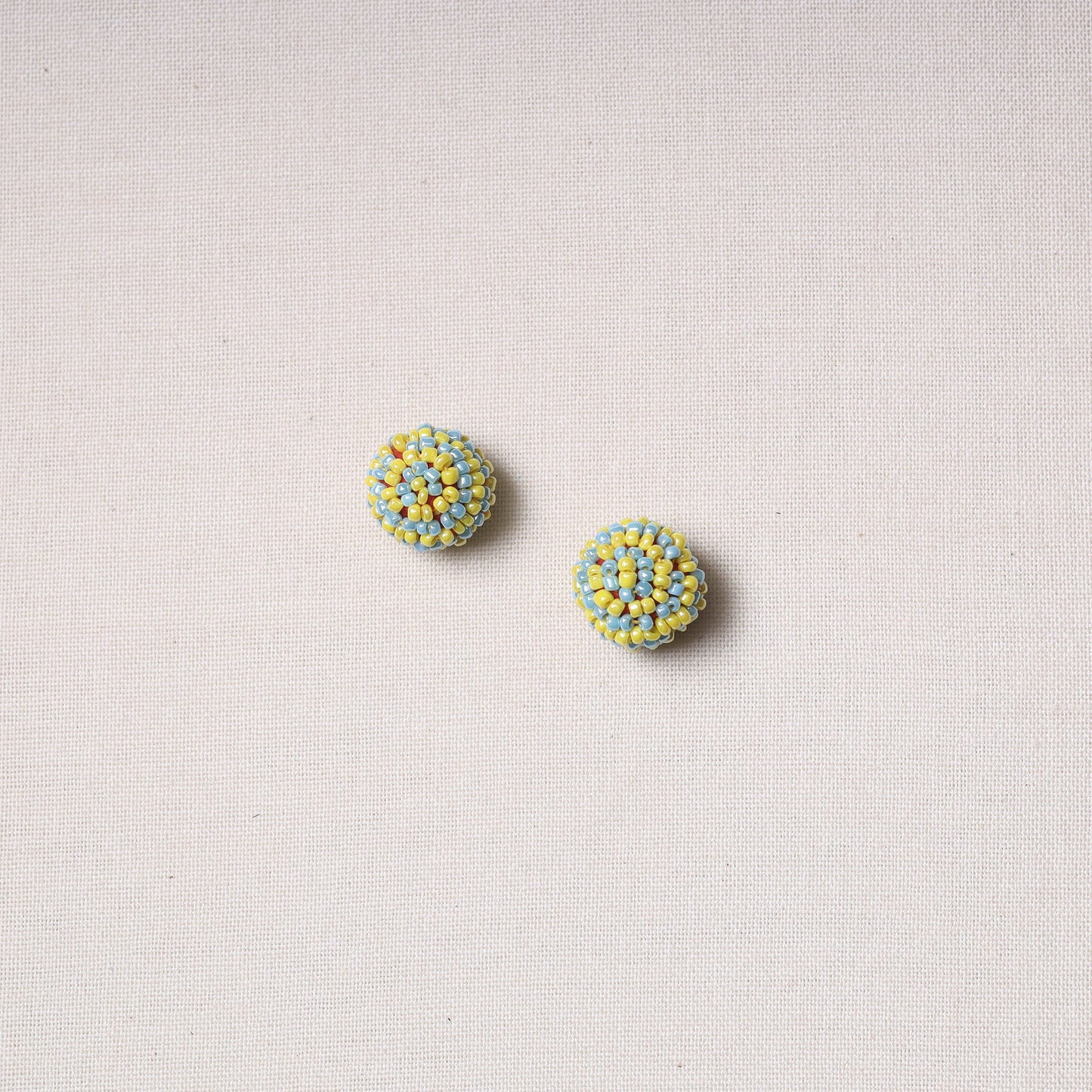  Hand Embroidered Felt & Beadwork Buttons (Set of 2) 