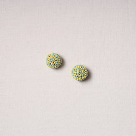  Hand Embroidered Felt & Beadwork Buttons (Set of 2) 