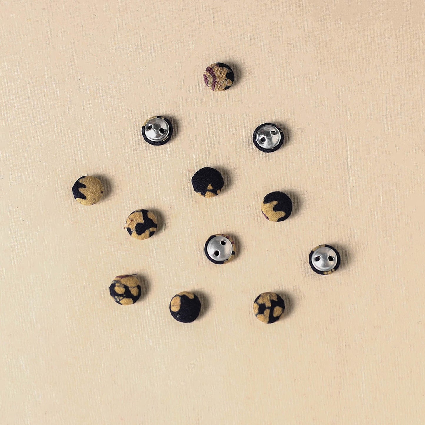 1.5cm handmade fabric small button (set of 12) 07