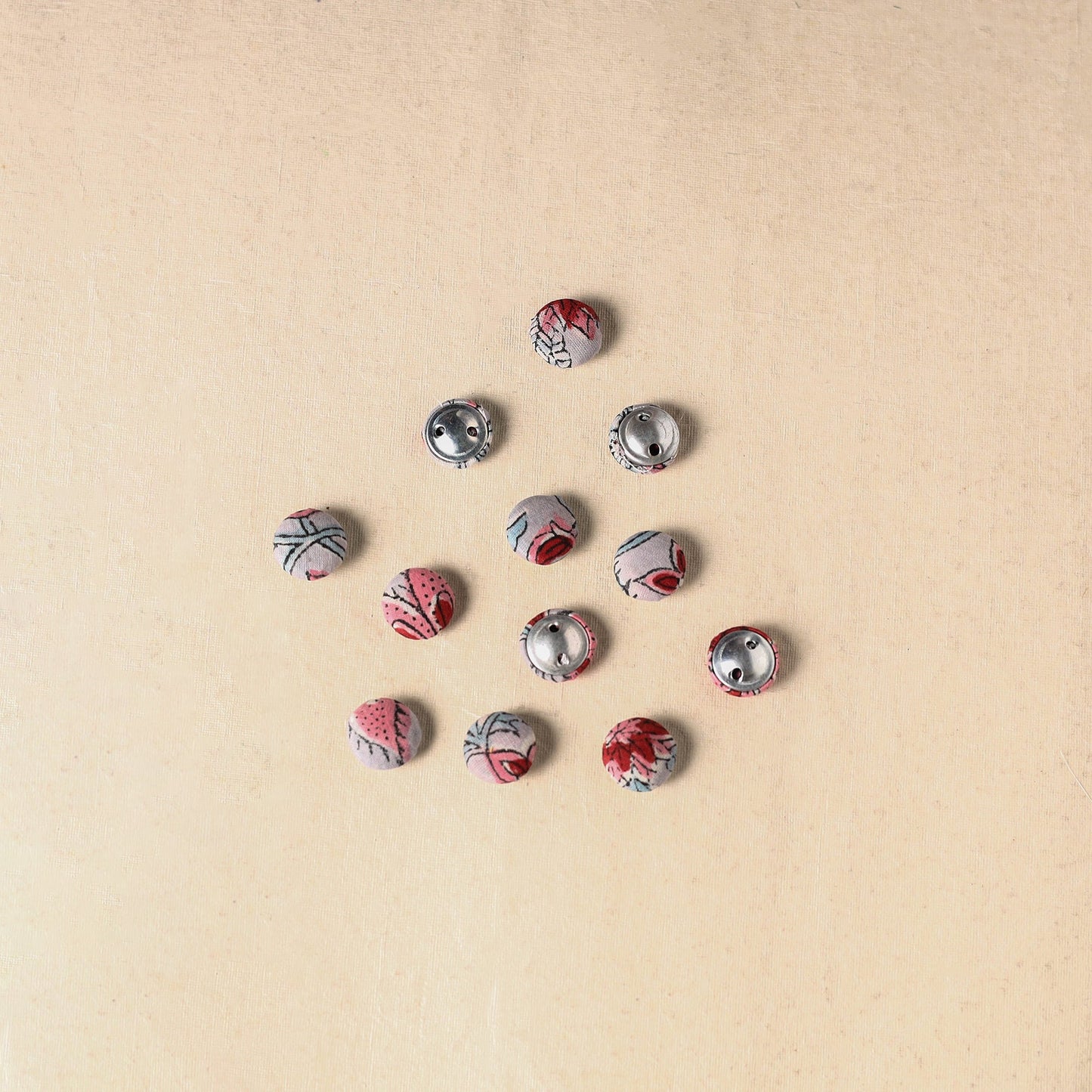 1.5cm handmade fabric small button (set of 12) 08