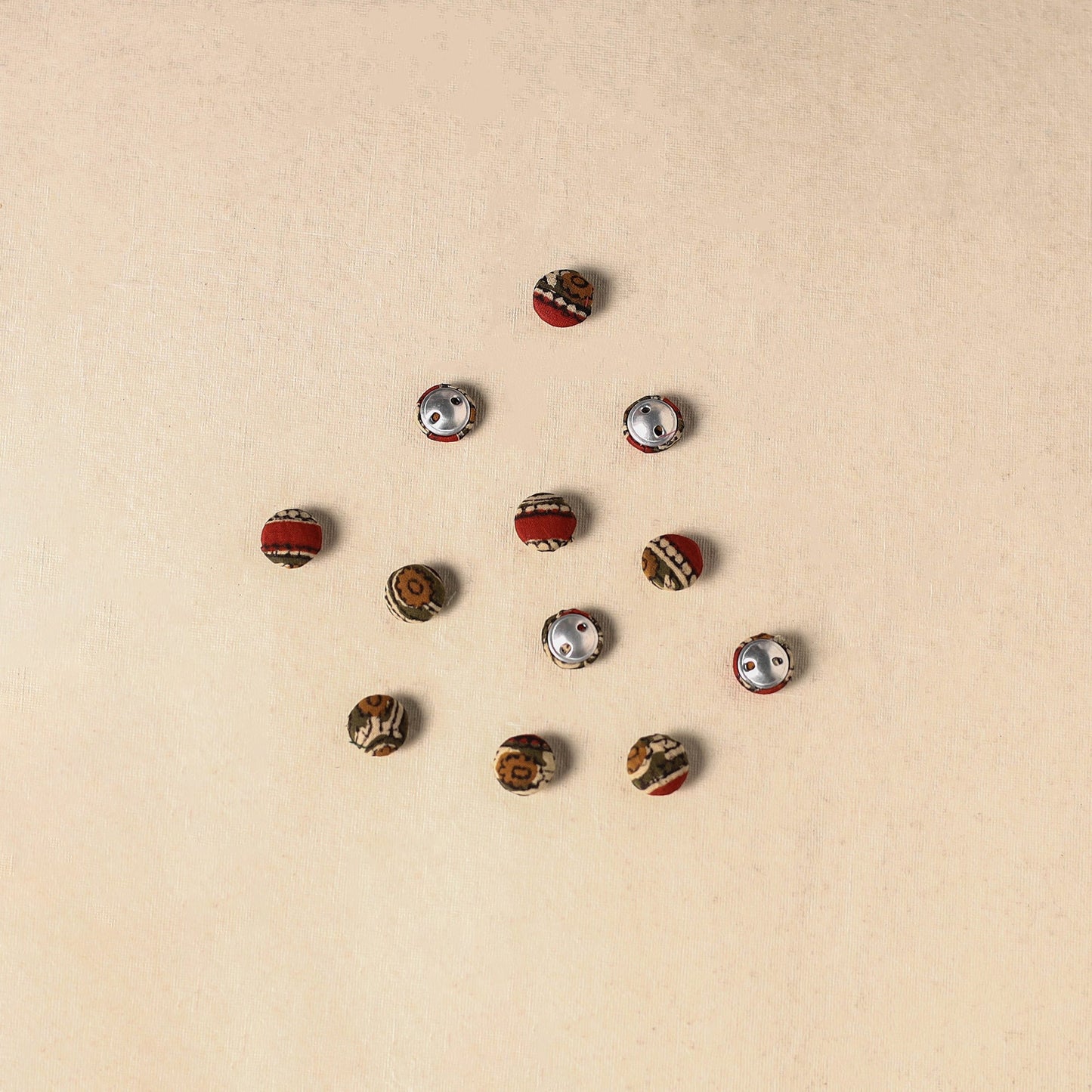 1.5cm handmade fabric small button (set of 12) 09