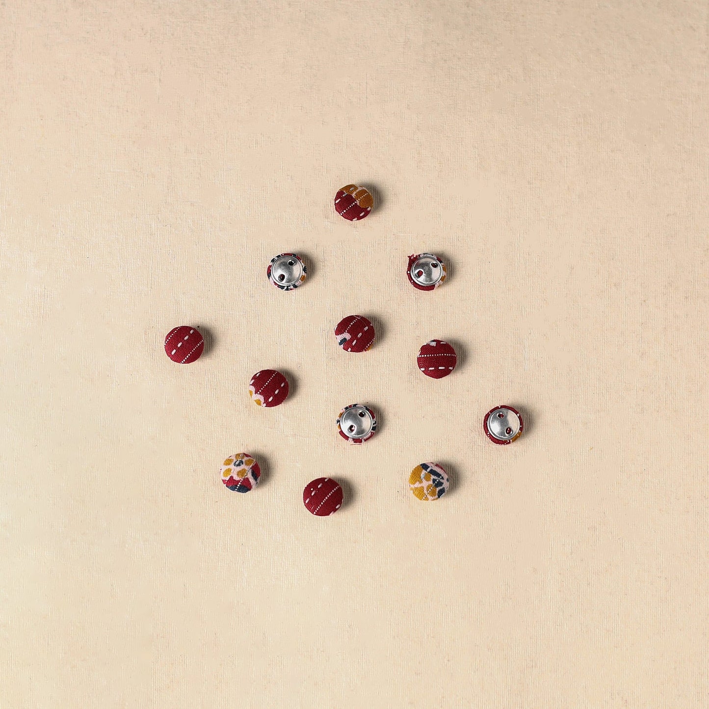 1.5cm handmade fabric small button (set of 12) 16