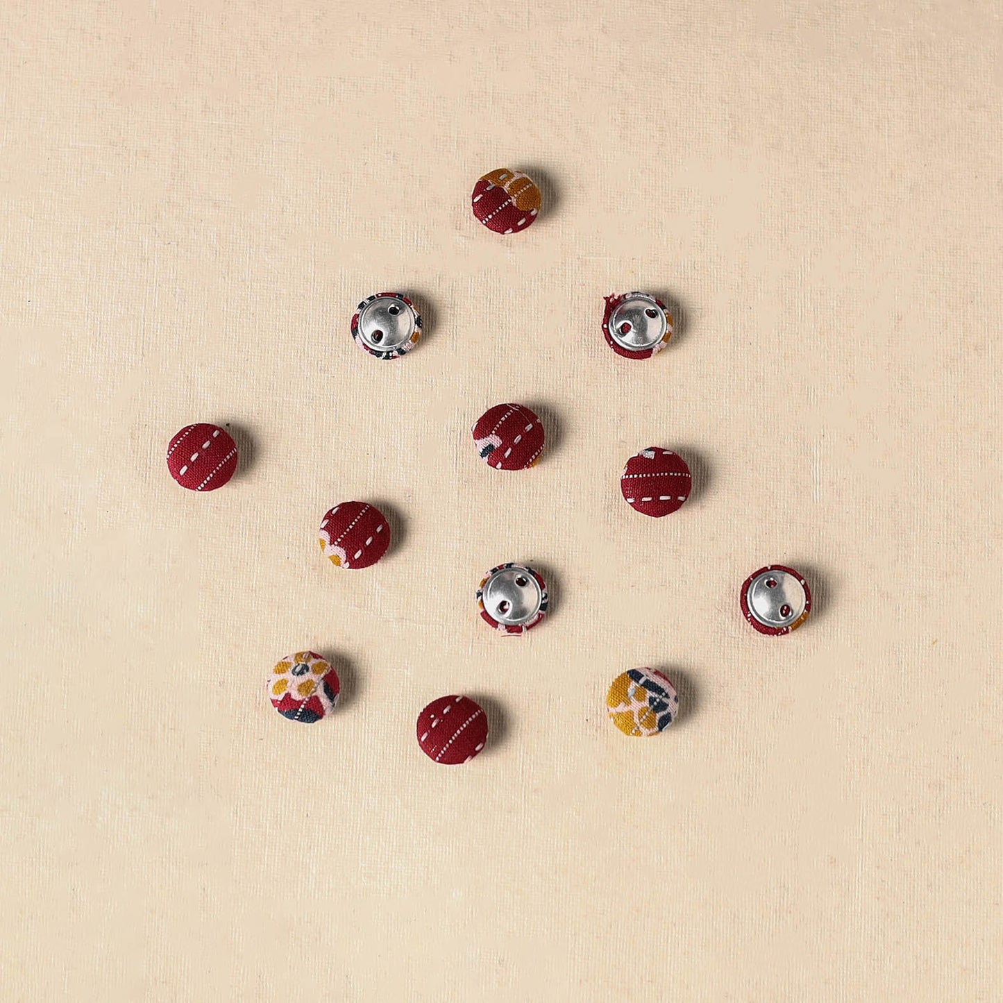 1.5cm handmade fabric small button (set of 12) 16