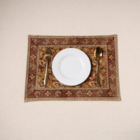 Brown - natural dyed pedana kalamkari cotton table mat 21