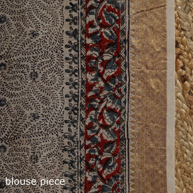 Black - natural dyed pedana chanderi silk kalamkari saree