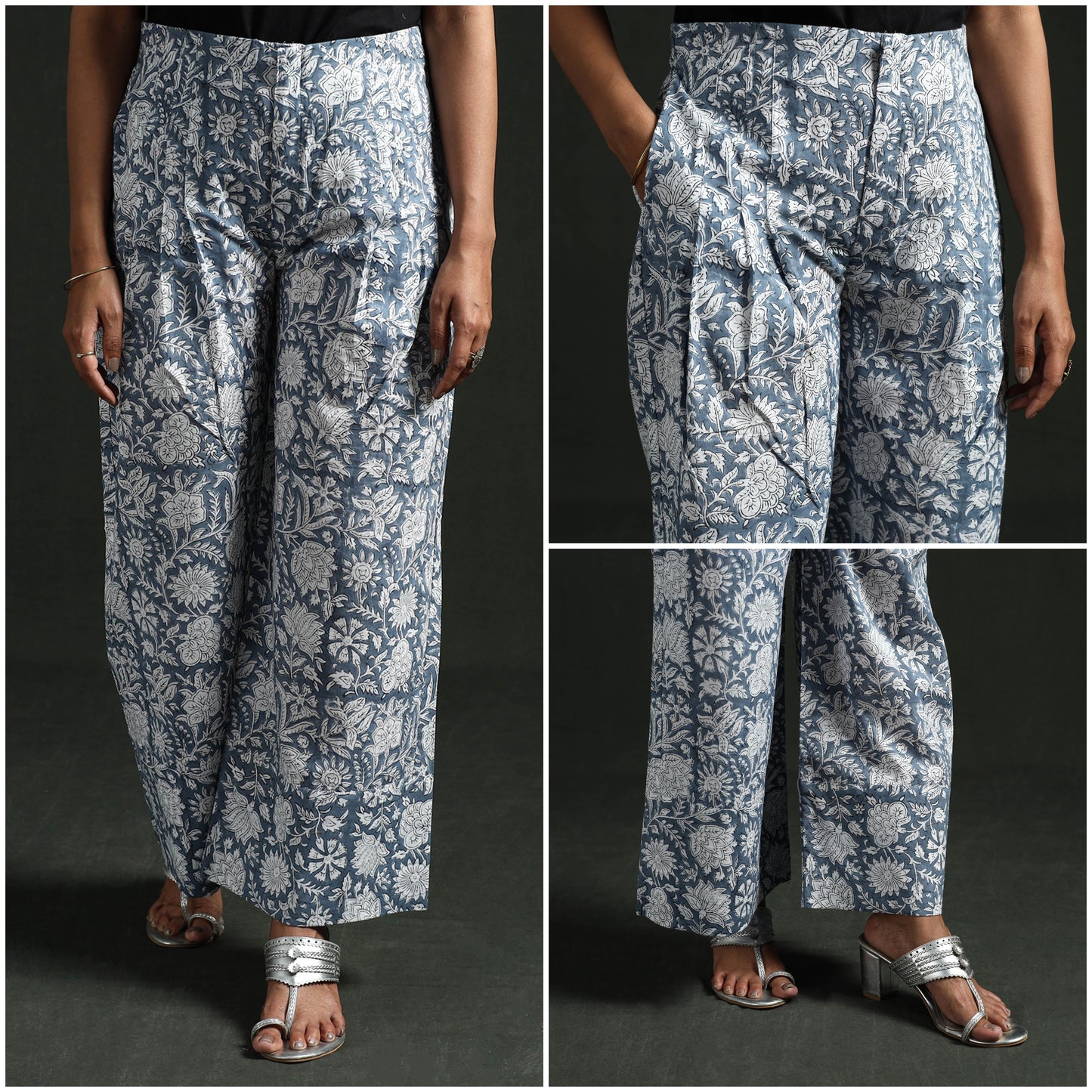 Sanganeri Hand Block Print Cotton Flared Palazzo 09