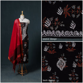Lucknowi Chikankari Hand Work Unstitched Dress Material: Kurta & Dupatta with Jewellery 52