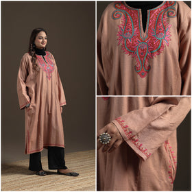 Kashmiri Sozni Hand Embroidered Handwoven Merino Wool Pheran 09