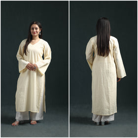 Plain Running Stitch Cotton Straight Long Kurta for women 11
