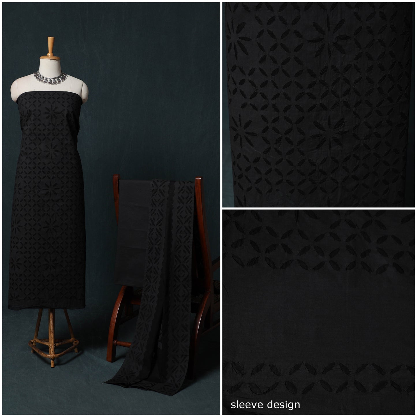 Barmer Applique Cutwork Cotton 3pc Unstitched Dress Material Suit Set 10