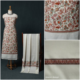 3pc Heavy Embroidered Wool Unstitched Dress Material Suit Set 51