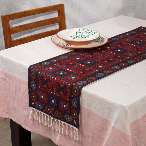 Original Kashmiri Chain Stitch Crewel Hand Embroidery Dining Table Runner (6 x 1.5 Feet) 28