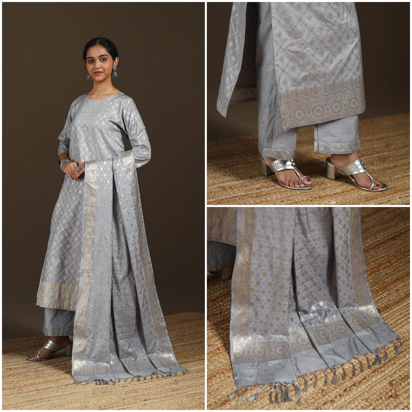 Banarasi Brocade Katan Silk Suit Set with Dupatta for Women 07