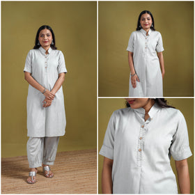 Hand Embroidered Flex Cotton Plain Straight Kurta & Afghani Salwar Set for women 05