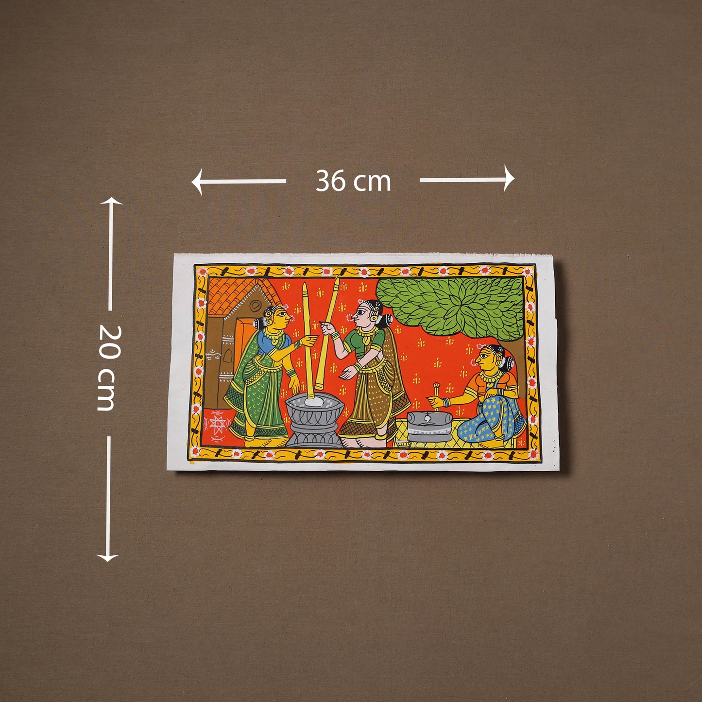 Handpainted Cheriyal Scroll Painting by Dhanalakota Sai Kiran (8 x 14 in) 10