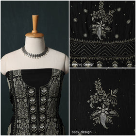 Mul Chanderi Semi Stitched Heavy Hand Embroidered Beadwork 2pc Chikankari Kurta Set 11