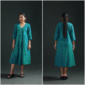 Pochampally Ikat Cotton Flared Long Dress for Women 02