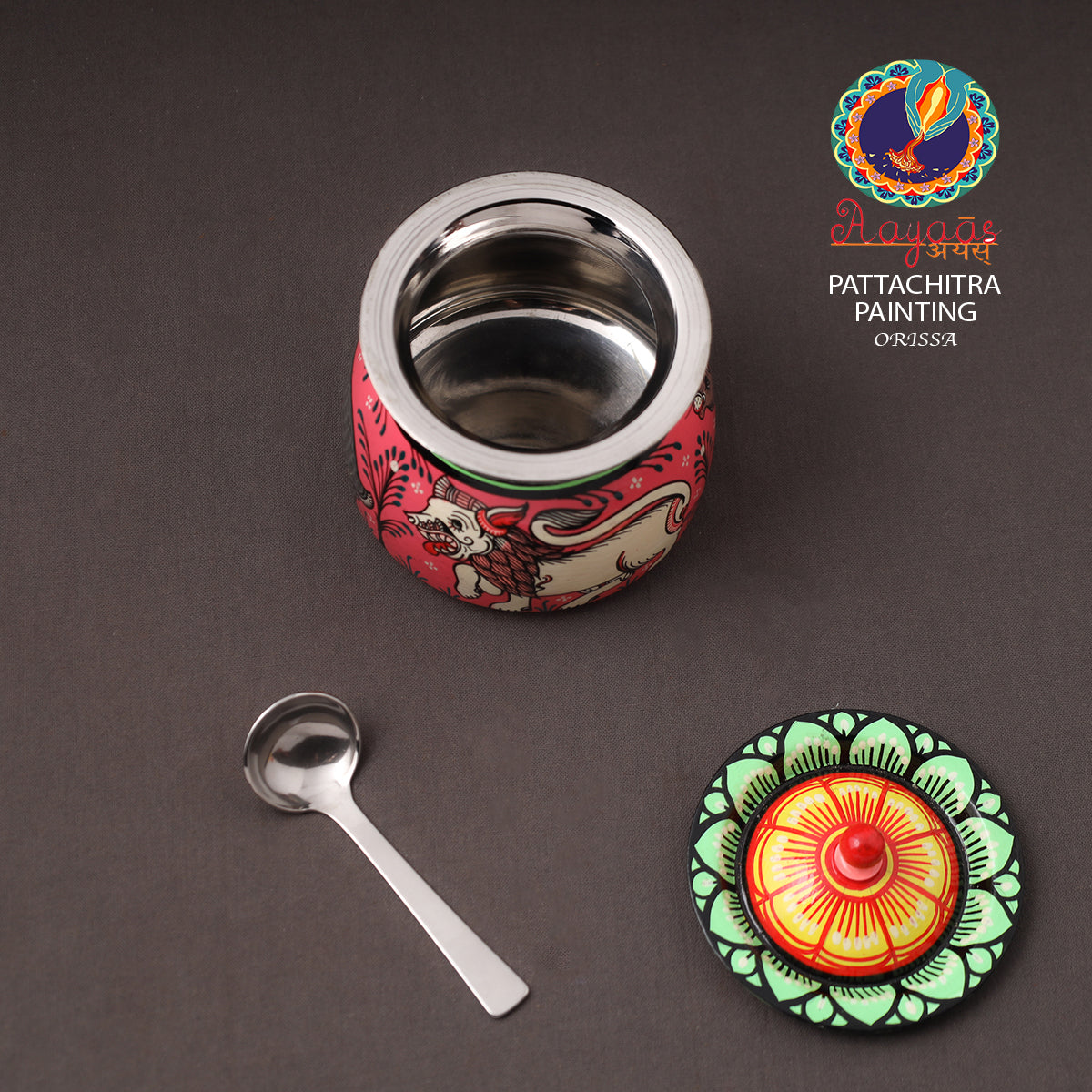 Odisha Pattachitra Handpainted Stainless Steel Ghee Pot 24