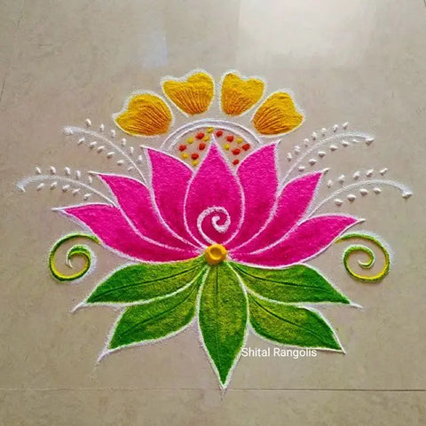 Pongal Kolam Design with Lotus.