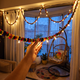 Handmade Decorative Fairy Light (10m), lit in a home in the evening, AI visual of the light, iTokri