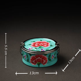 Kashmir Enamelware Floral Handpainted Stainless Steel Round Lunch Box