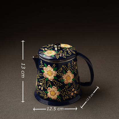 Kashmir Enamelware Floral Handpainted Stainless Steel Milk Pot (Capacity - 760 ml)
