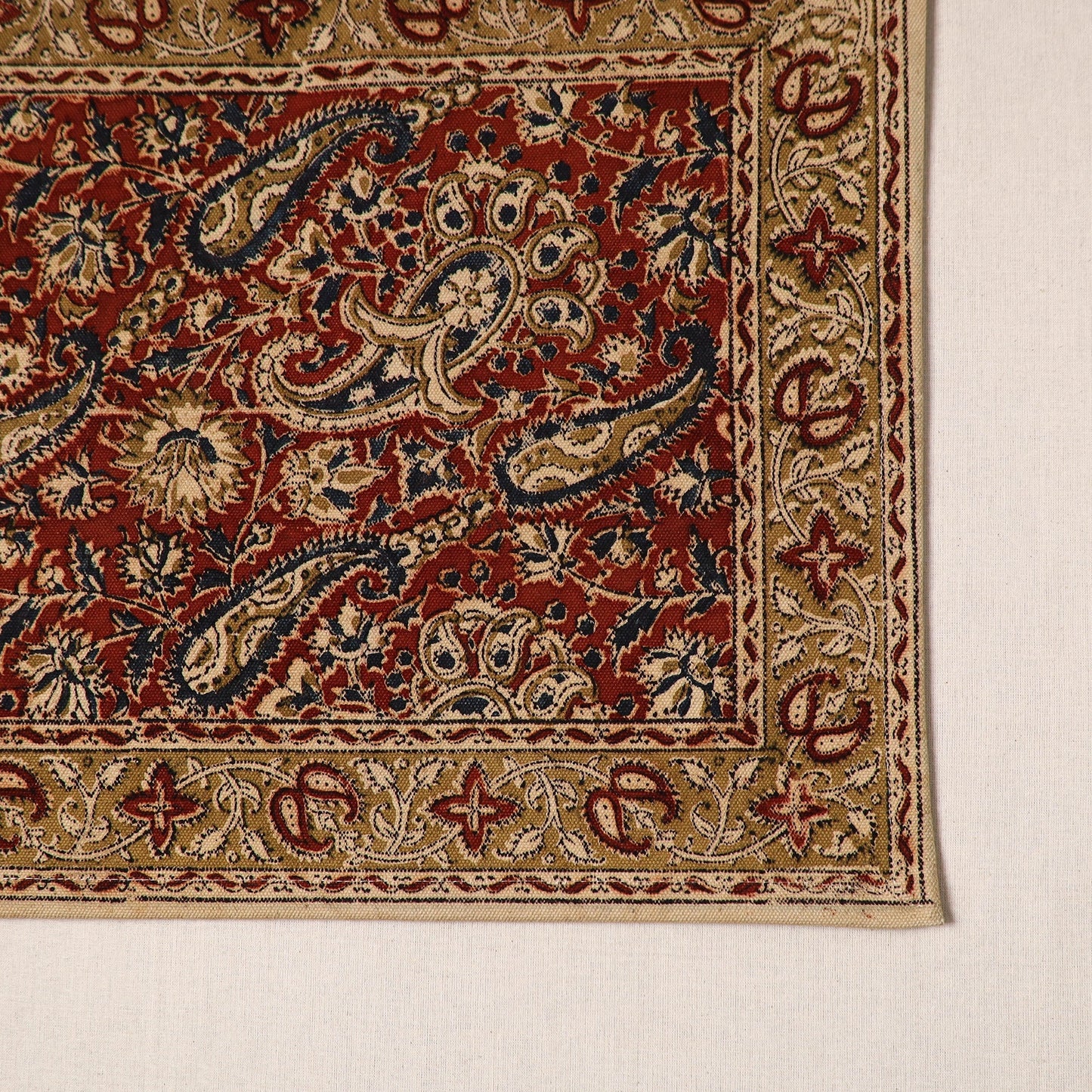 Red - natural dyed pedana kalamkari cotton table mat 29