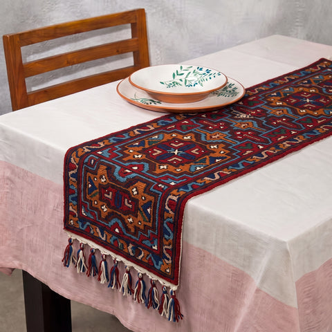 Original Kashmiri Chain Stitch Crewel Hand Embroidery Dining Table Runner (6 x 1 Feet) 30