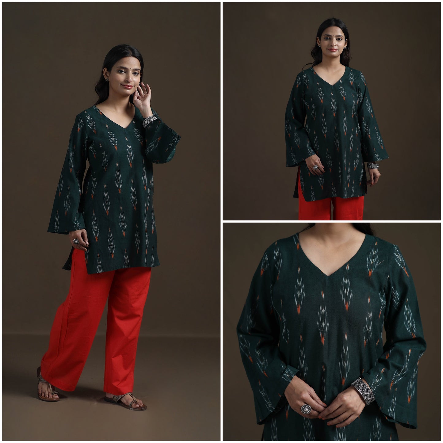 Pochampally Ikat Cotton Short Kurta for Women 26
