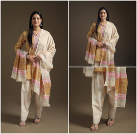 Sanganeri Hand Block Print Cotton Suit Set with Dupatta for Women 03
