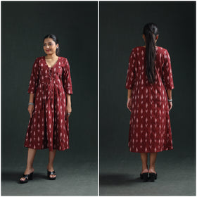 Pochampally Ikat Cotton Flared Long Dress for Women 03