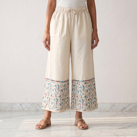 Bengal Kantha Hand Embroidered Cotton Palazzo 03