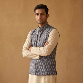 Pochampally Ikat Cotton Men Nehru Jacket 09