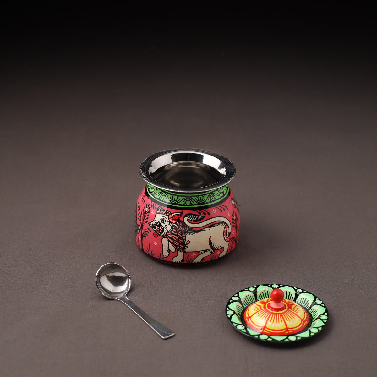 Odisha Pattachitra Handpainted Stainless Steel Ghee Pot 24