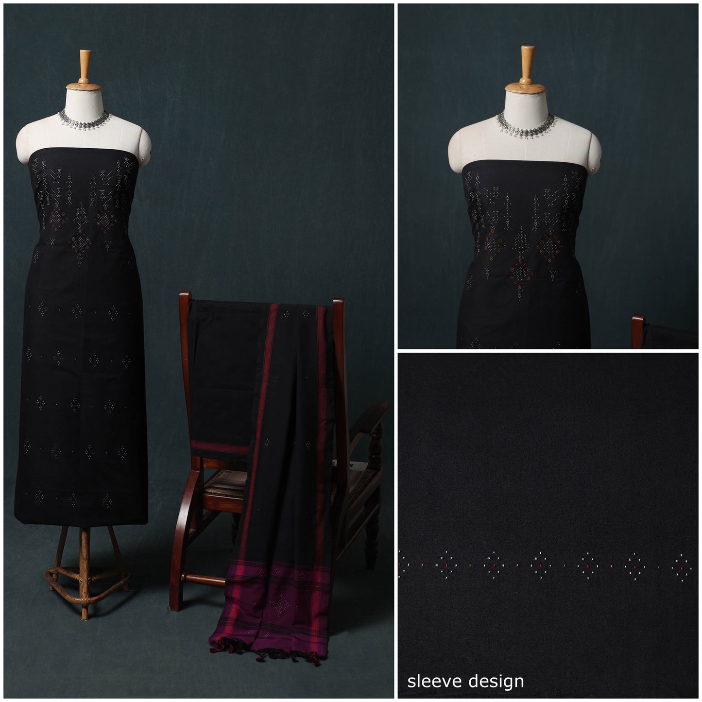 Handwoven Tangaliya Cotton 3pc Unstitched Dress Material Suit Set 11