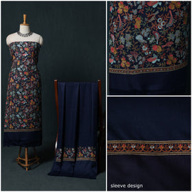 3pc Heavy Embroidered Wool Unstitched Dress Material Suit Set 52
