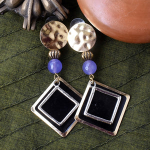 Bindurekha Blue & Golden Lightweight Stud Earrings