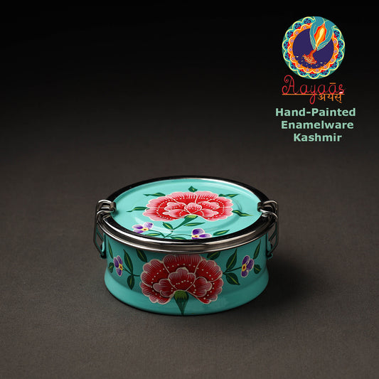 Kashmir Enamelware Floral Handpainted Stainless Steel Round Lunch Box